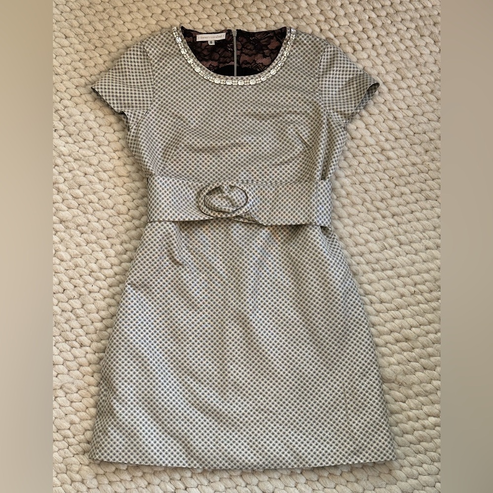 CoreyLynn Calter belted silver dress